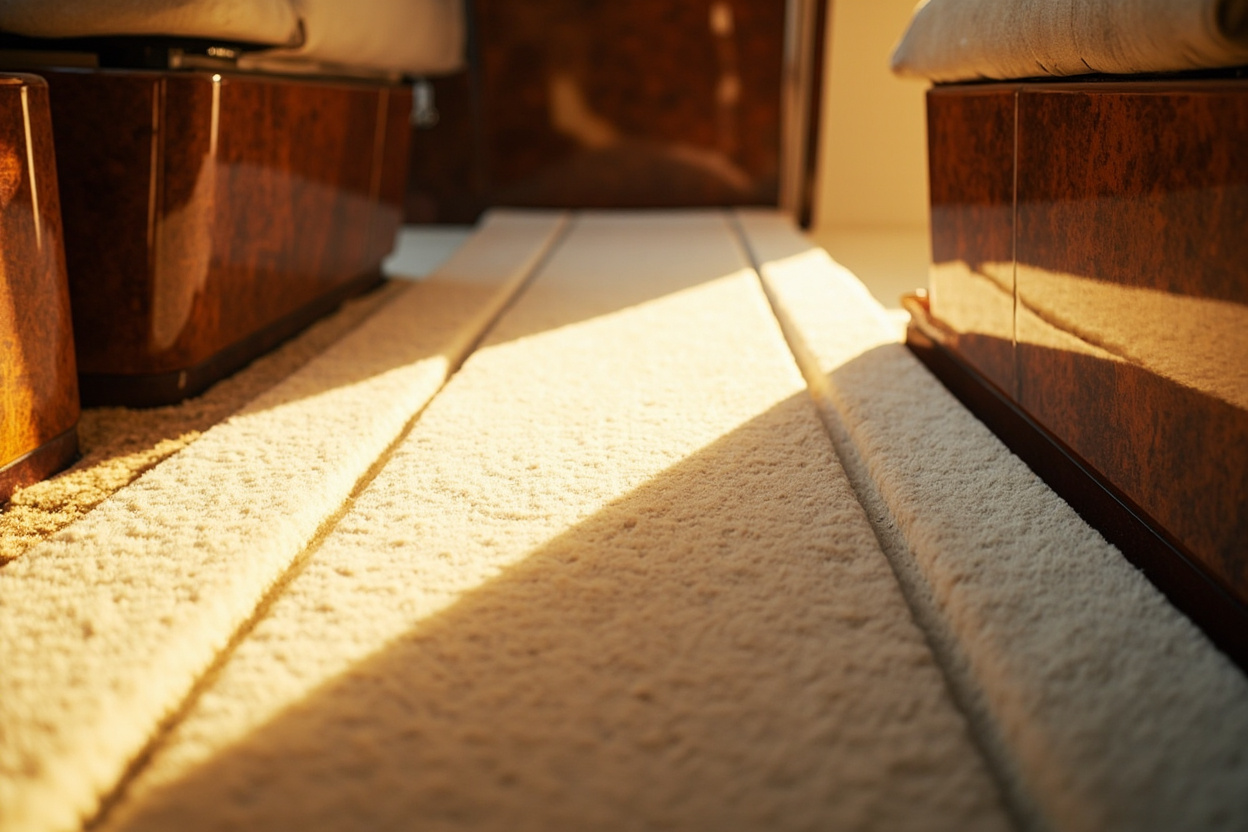 Fresh-vacuumed cabin carpet